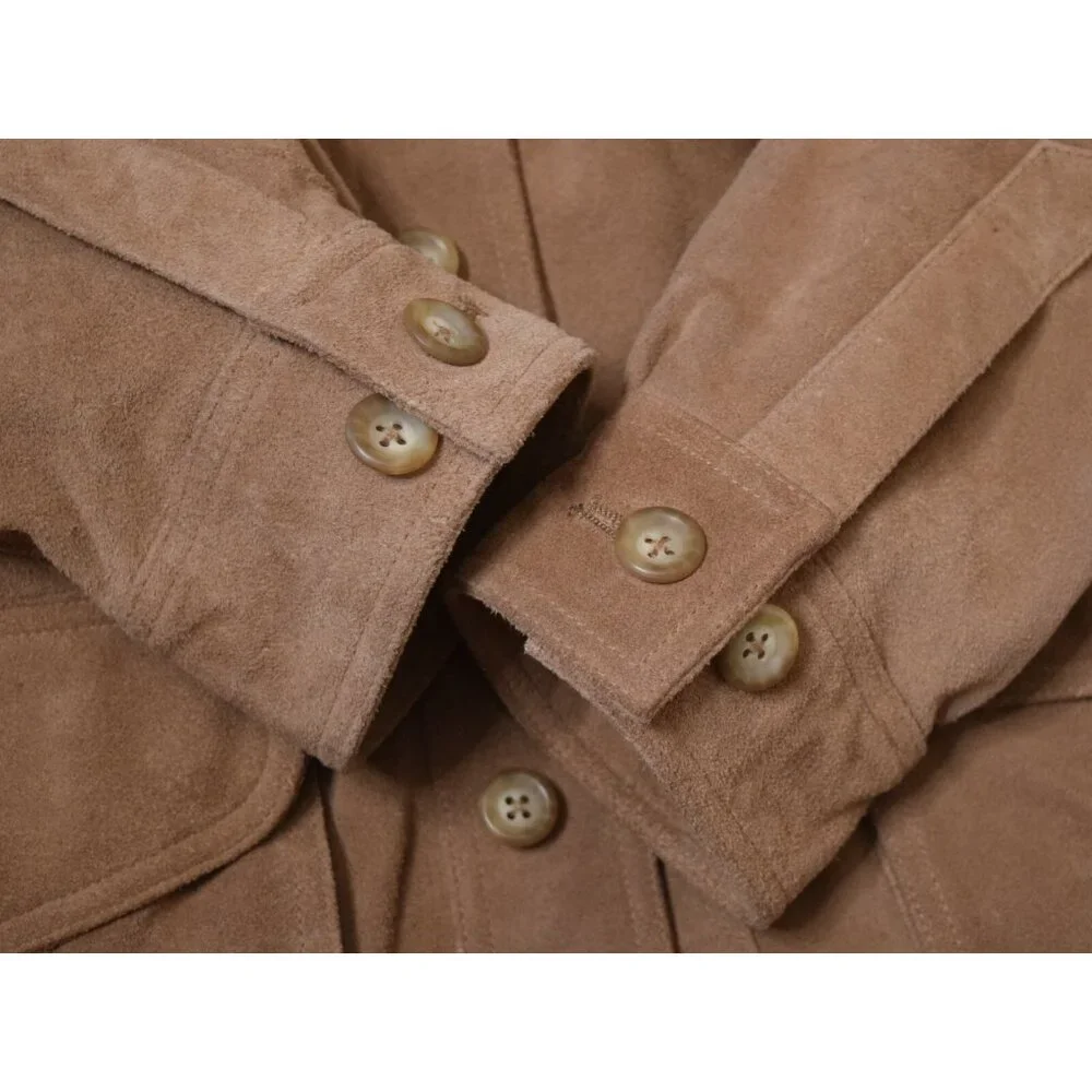CABELA'S Outdoor Tan Suede Leather Button-Front Field/Hunting Coat/Jacket Size L